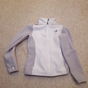 Lightweight fleece jacket white and gray sz small